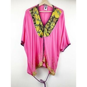 Nuvula Womens Kimono Top Floral Embroidered L